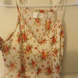 Small White Spaghetti Strap Tank Orange Floral